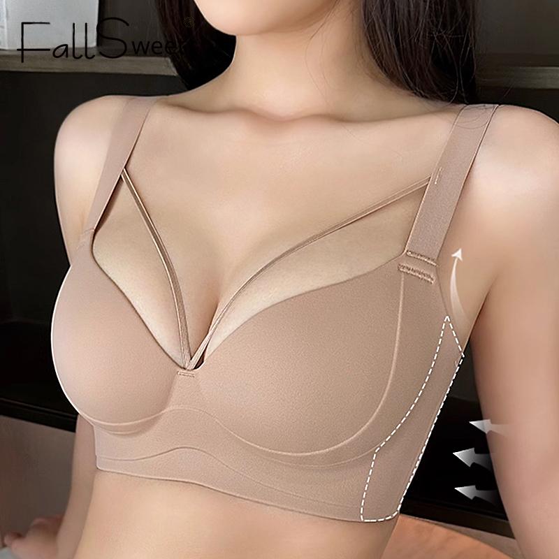 FallSweet Plus Size Bra for Women Sexy Push Up Cross Bras Seamless Comfortable Underwear Ladies Lingerie 34BCD-44BCD