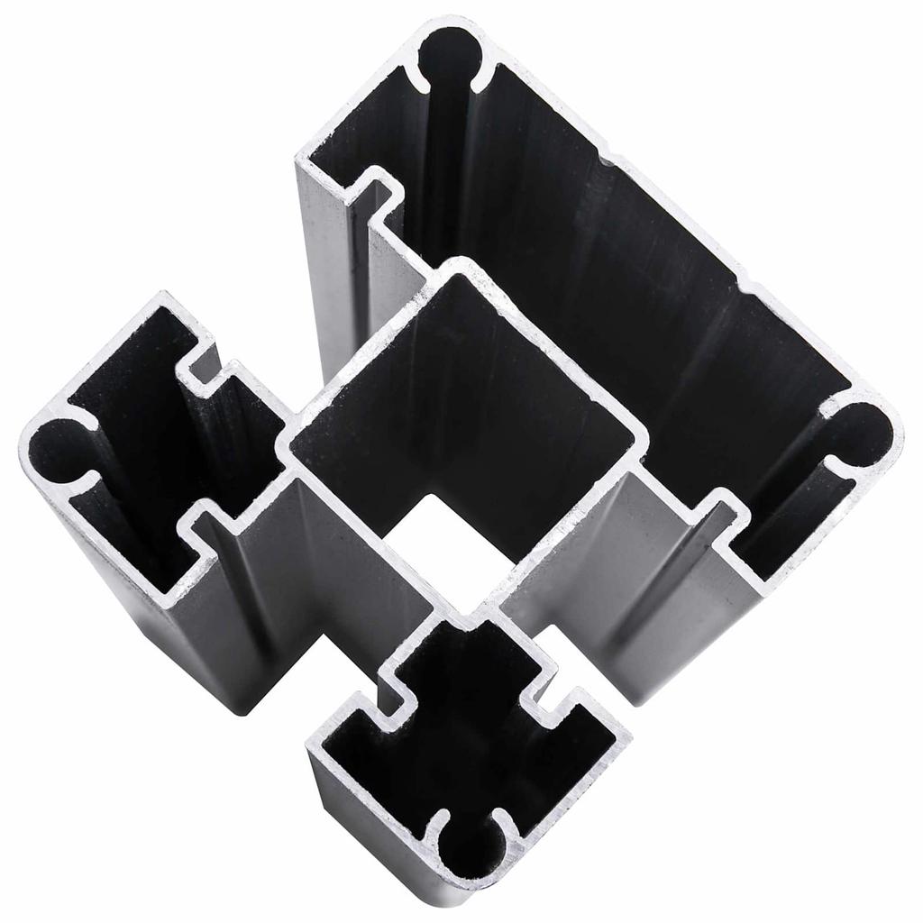 Fence Panel Set 10 Pcs WPC and Aluminum Gray