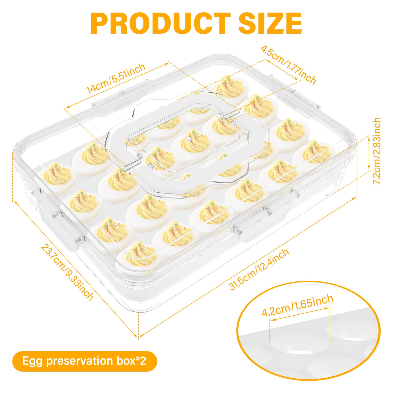 

2Pcs Egg Storage Tray 48 Grid Kitchen Refrigerator Egg Box Egg Drop Rack Egg Storage Box with Handle Locking Clasp Egg Organizer