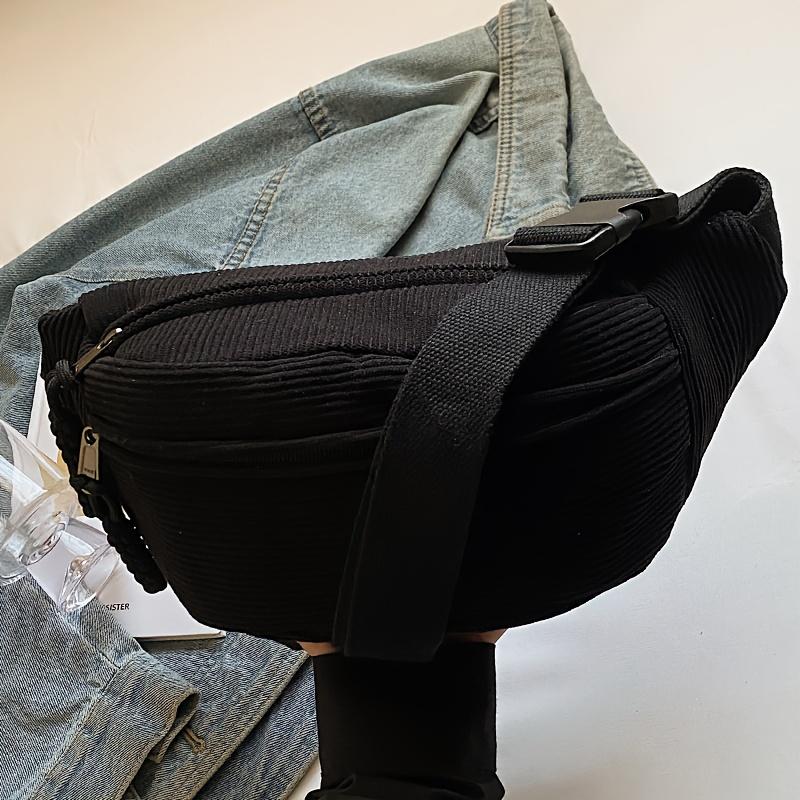 Perfekte Lily Damen Cord-Hüfttasche, Verstellbare Brust-Umhängetasche mit Mehreren Reißverschlusstaschen, Tägliche Umhängetasche