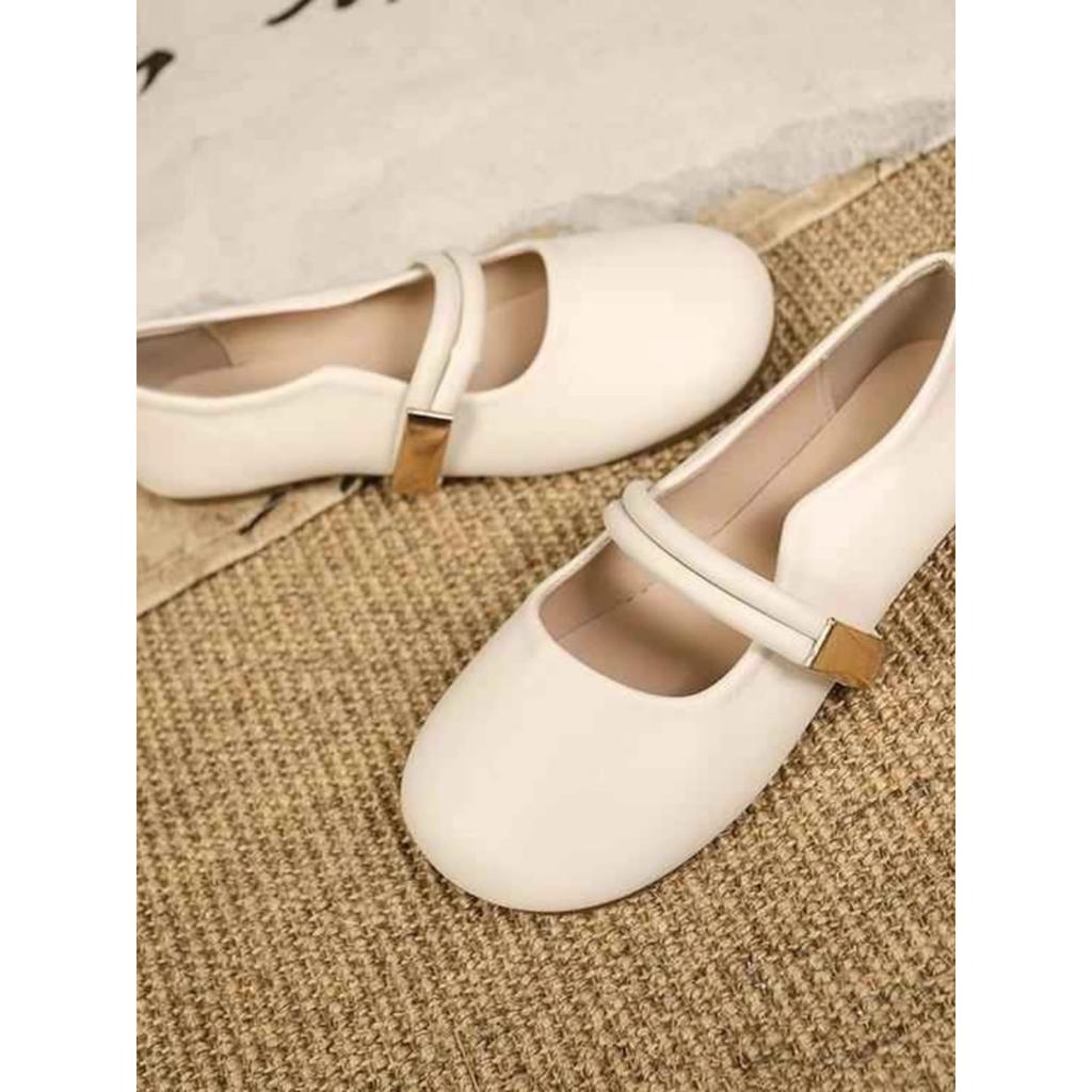 Gentle flat-soled single shoes women's summer and autumn new one-word belt Mary Jane soft sole
