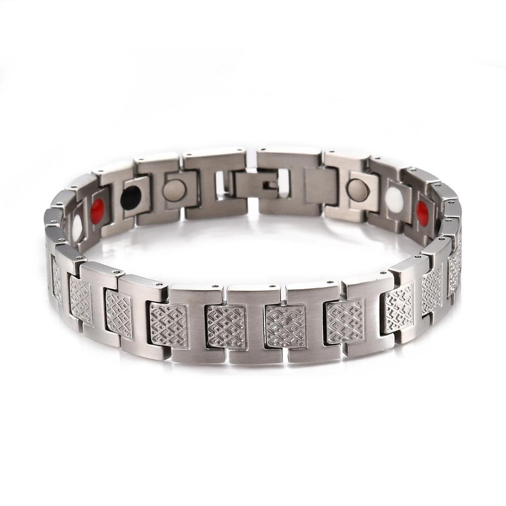 Men's Stainless Steel & Titanium Fish Scale Bracelet - Saturn Chain Design