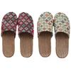 Women's Ethnic Floral Linen Sandals - Breathable Toe-Cover Slippers for Home