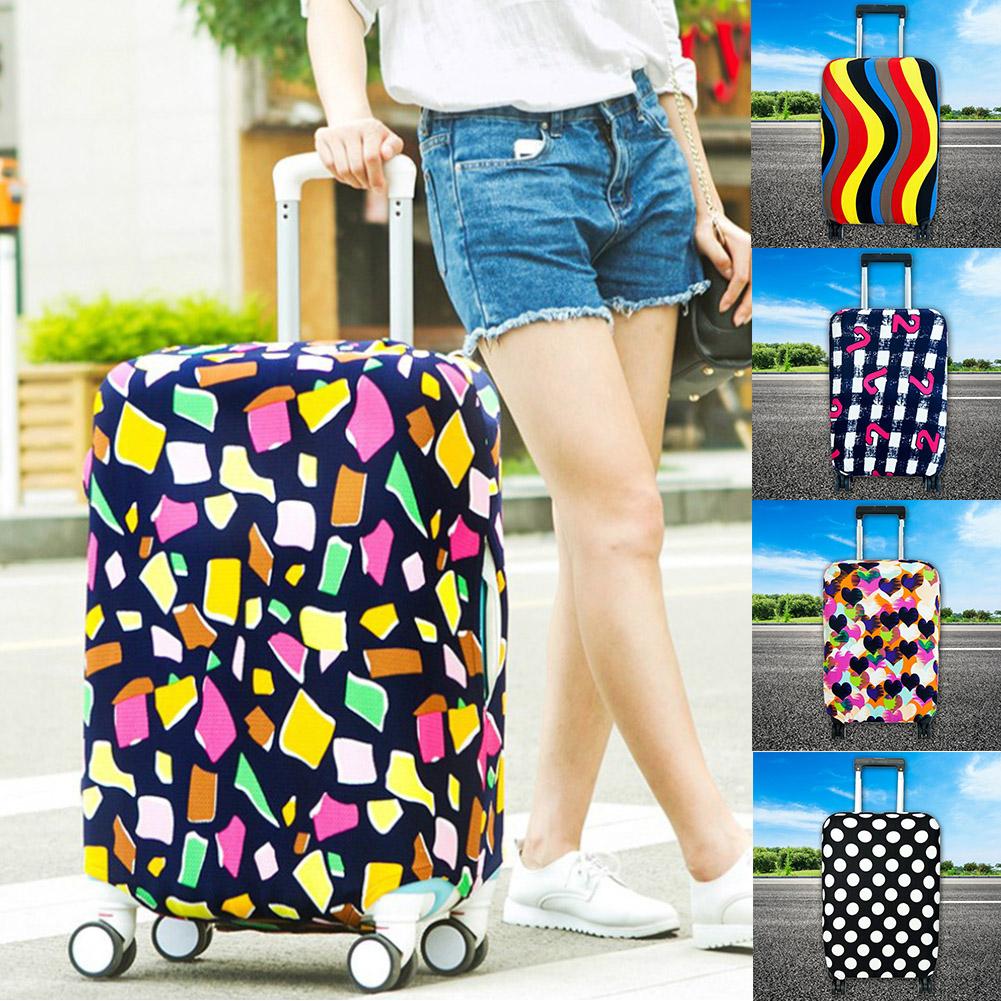 Anti Scratch Dustproof Suitcase Cover Elastic Seersucker Print Luggage Protector
