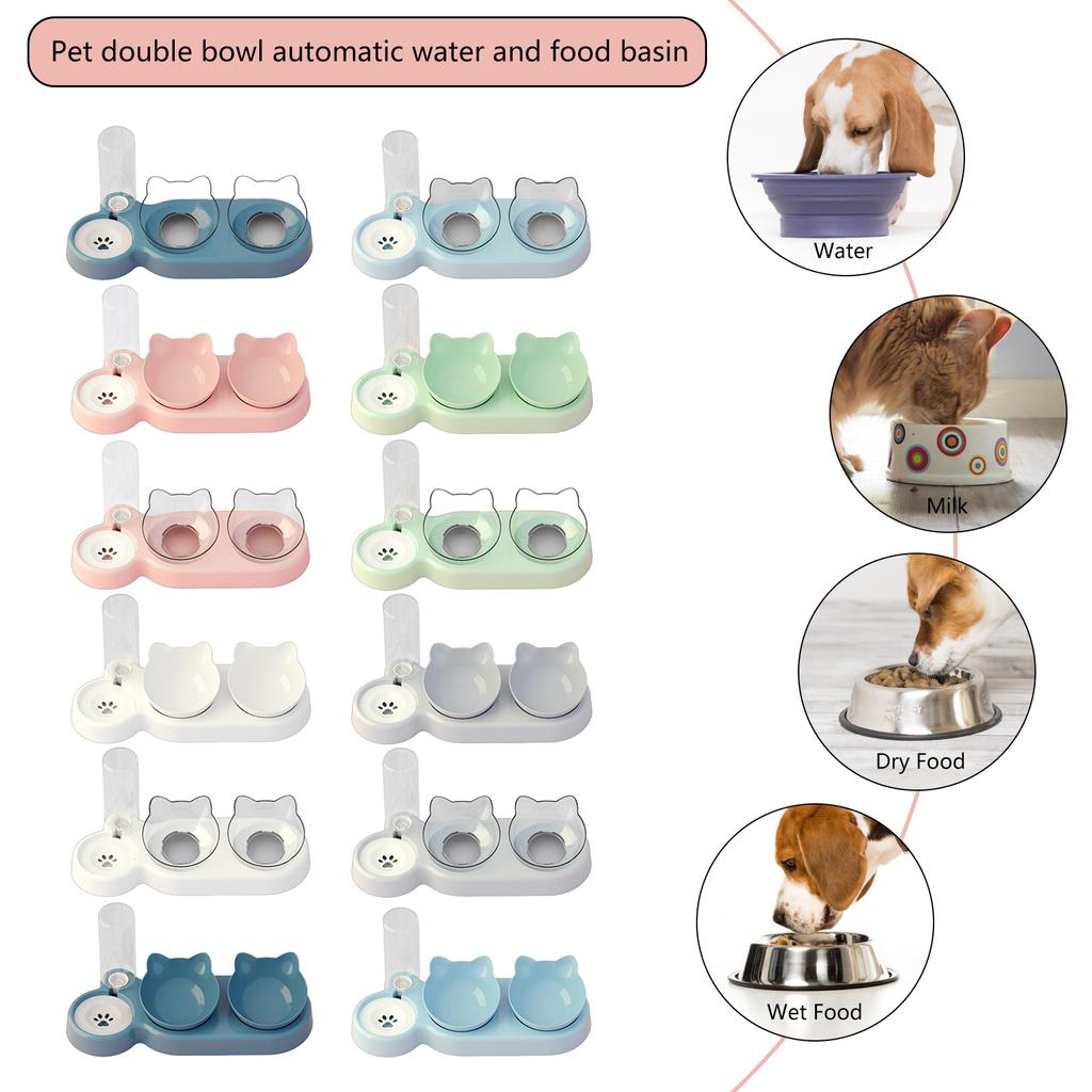 Innovative Pet Automatic Water Dispenser with Double Bowls for Feeding and Drinking Transparent Bowl for Cats and Dogs