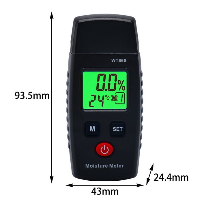 Humidimètre pour bois - AIMOONSA - type broche - 7 modes - écran LCD rétroéclairé - détecteur de moisissures