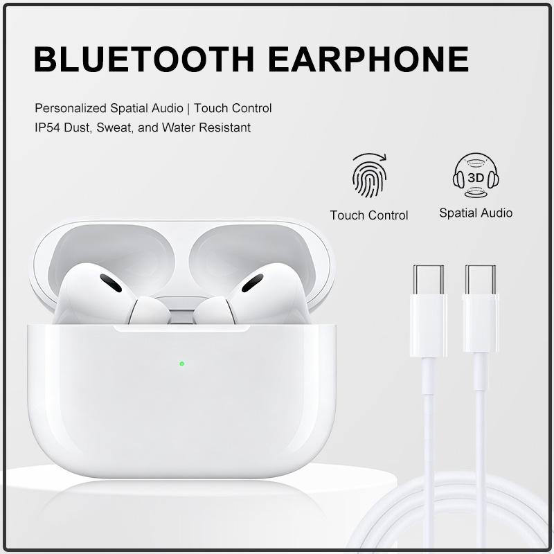 Air Pro 2. Generation TWS Touch Control Bluetooth-Ohrhörer mit räumlichem Audio IP54 Wasserdicht Hohe Klangqualität Kabelloses Headset weiß