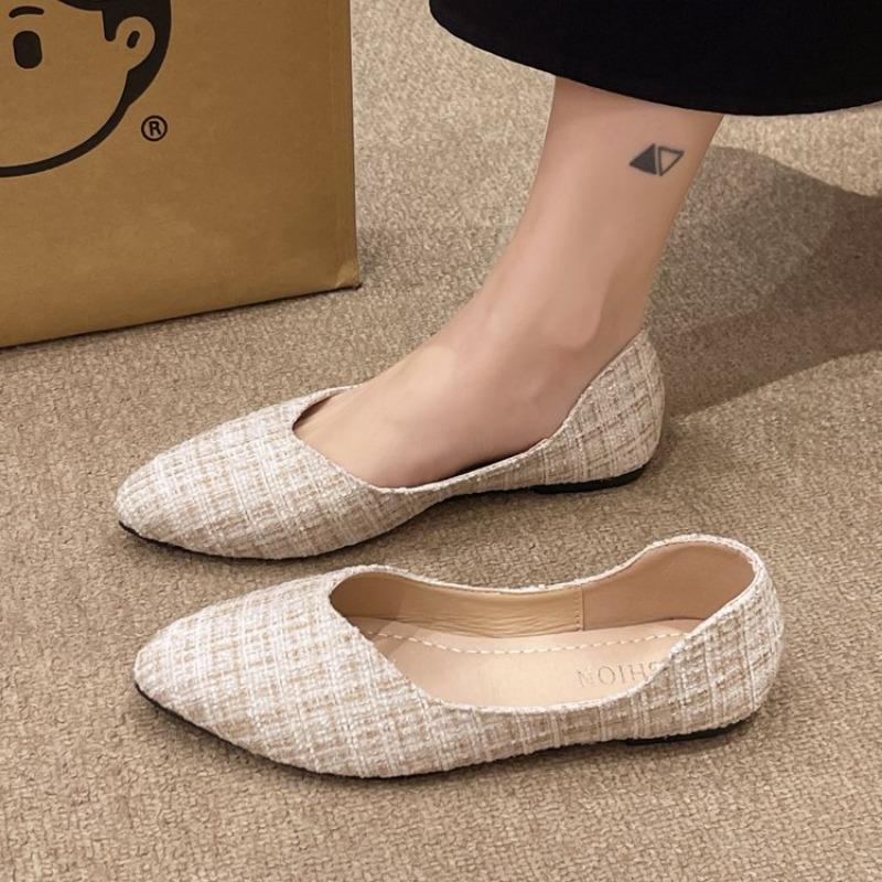 Fashion Women Flat Shoes Chaussures De Femme Solid Color Basic Simple Style Large Size 35-42 Square Head Comfortable Pearls Loafers
