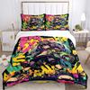 3pcs Vivid Skateboarder Graffiti Art Quilt Cover Set - Soft & Comfortable Polyester Fabric, All-Season Breathable Comforter Set For 1 Quilt Cover