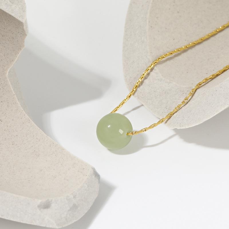 Three Jade Transfer Beads Clavicle Chain Women's Design Sense of Peace, Good Luck, Three Lives, Three Lives, Hotan Jade Necklace