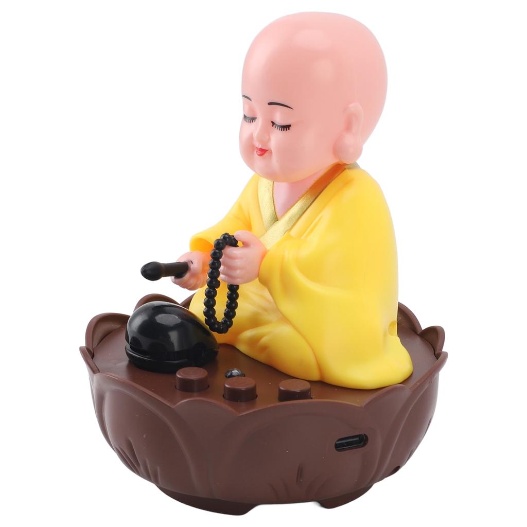 Musical Nodding Monk Figurine Decoration Moving Head Buddha Statue with USB Charging Cable