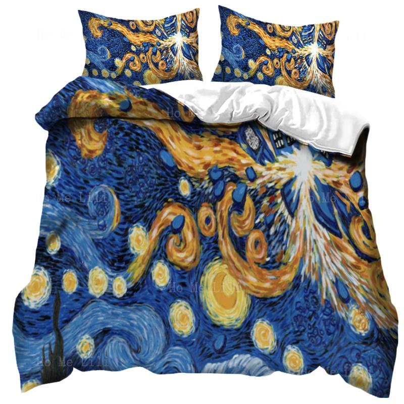 Sternennacht-Bettbezug-Set von Van Gogh, Queen-Size-Größe, Ölgemälde, berühmte moderne klassische Himmelssternkunst, dekoratives 3-teiliges Bettwäscheset