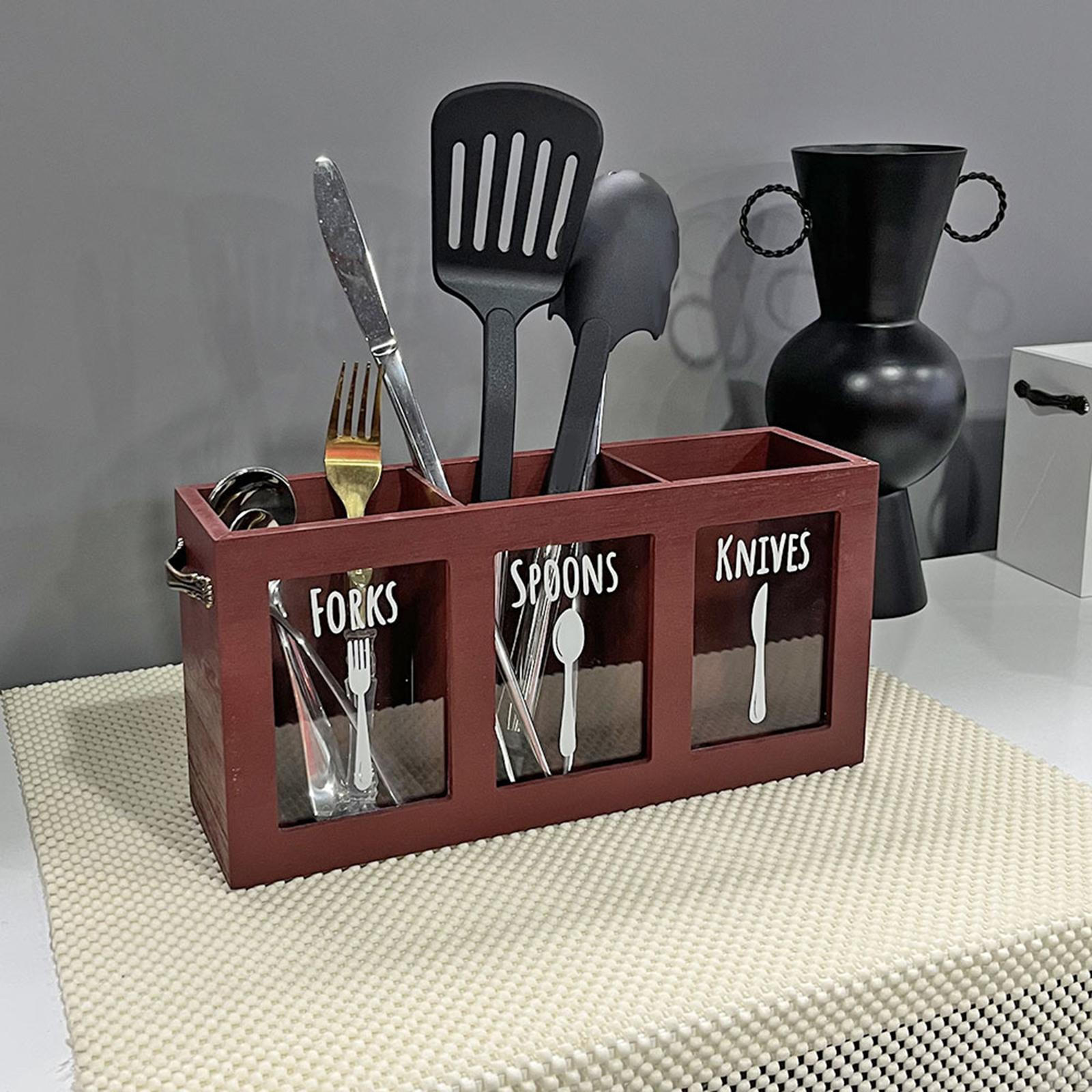 

Органайзер для столовых приборов для кухонной утвари, контейнер для хранения ложек и вилок красный