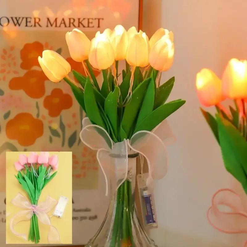 10pcs Artificial Flower Realistic Tulip Hot Sales Home Christmas Decoration Wedding Garden Garland Bride Mother'S Day Bouquet Diy Gift