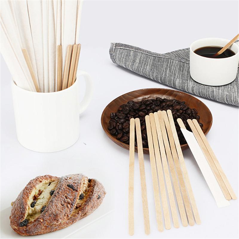 100pcs Single Packaged Coffee Wood Coffee Stirrer Disposable Wood Stirring Rod 14cm/19cm Coffee Stick Tea Stick