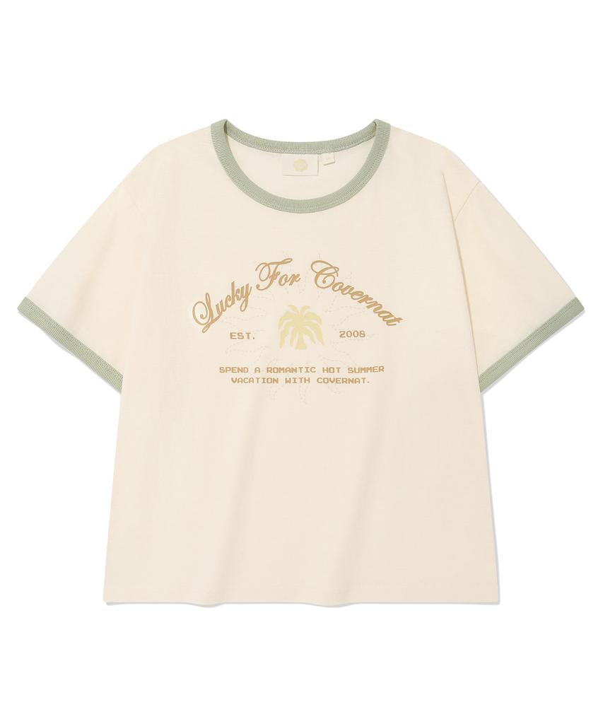 COVERNAT WOMAN Summer Graphic Ringer T-Shirt Ivory