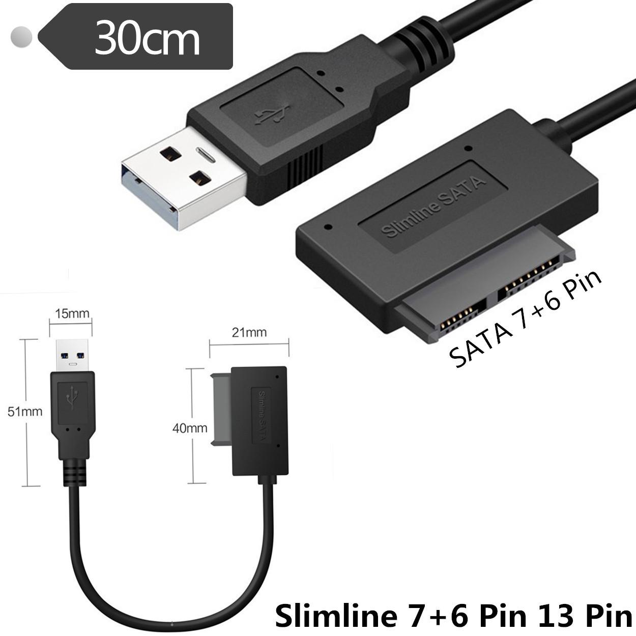 

SATA 7P+6P to USB 2.0 External Optical Drive Enclosure with Dual USB Power, 30cm Cable чорний