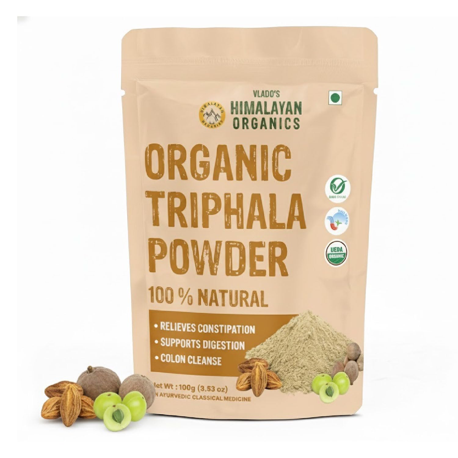 Vlado s Himalayan Organics Organic Triphala Powder - 100 GM | Triphala Churna For Gut, Immune & Intestinal Health | Colon & Digestion, For Balanced