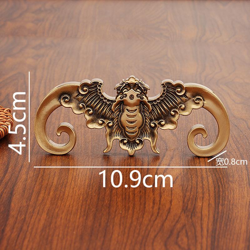 

Старый антикварный латунный цельный держатель для ручек в виде летучей мыши, ретро китайское украшение для дома, украшение для рабочего стола в кабинете, подарок