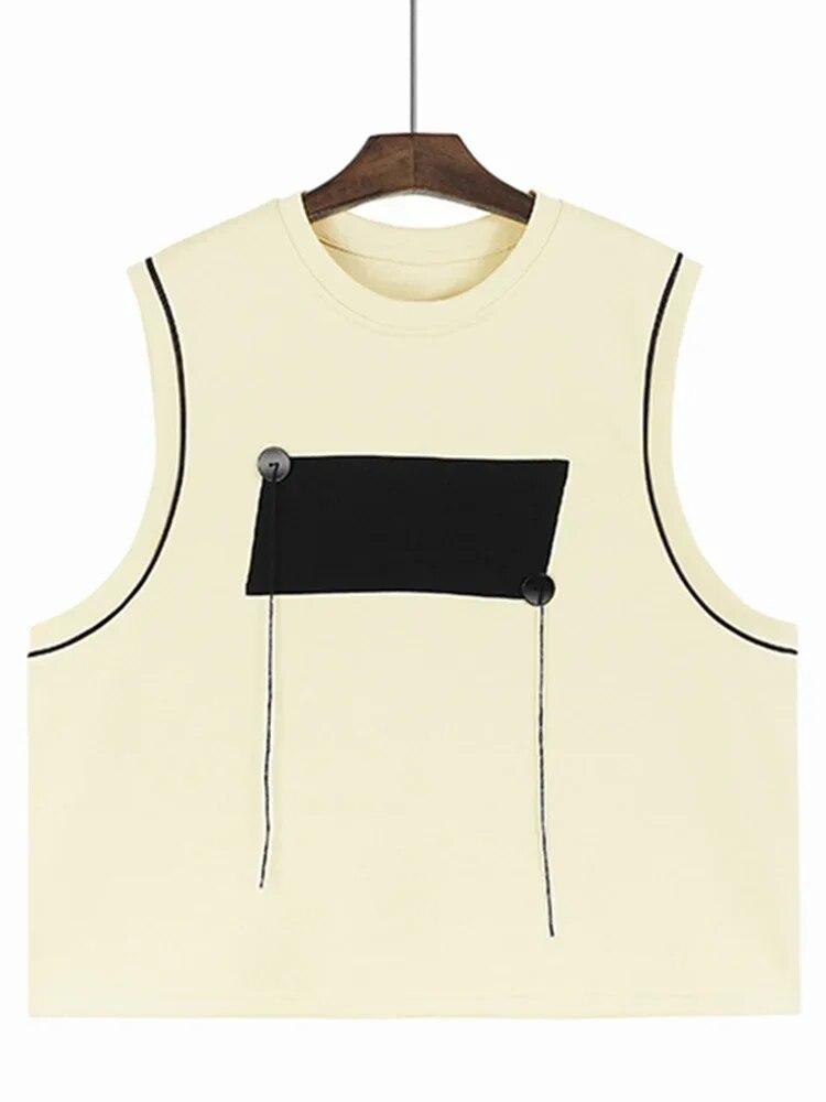 Xitao Patchwork O-Ausschnitt Pullover Weste Ärmellos Locker Lässig Einfachheit Damen HQQ1739