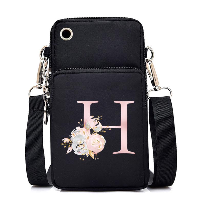 Letter Printing Black Oblique Span Bag Casual Portable Multi-Function Mobile Phone Bag