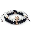 Fashion Versatile Energy Stone Turquoise Braided High Crown White Diamond Mixed Wear Small Crown Set Bracelet Bracelet