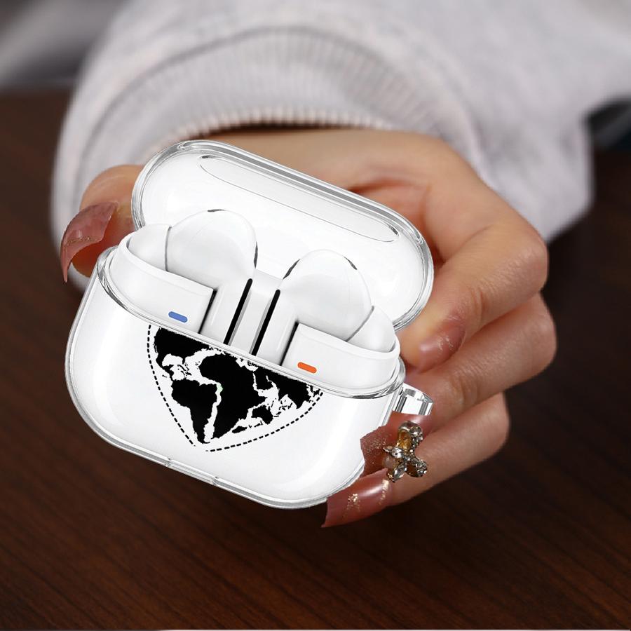 Flight Route Love Case For Samsung Galaxy Buds 4 Pro 4Pro 3Pro 2Pro Live 3 FE 2 Clear Earphone Cases Cover With Hook