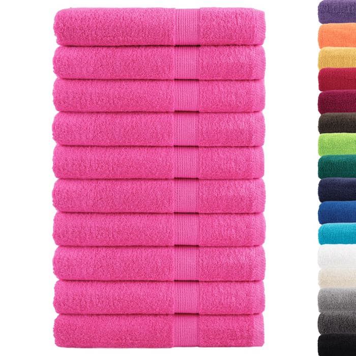 VidaXL Serviettes de Qualité Supérieure 10 pcs, Serviettes de Douche, Draps de Bain, Serviettes d'Invité de Toilette, Rose 137535