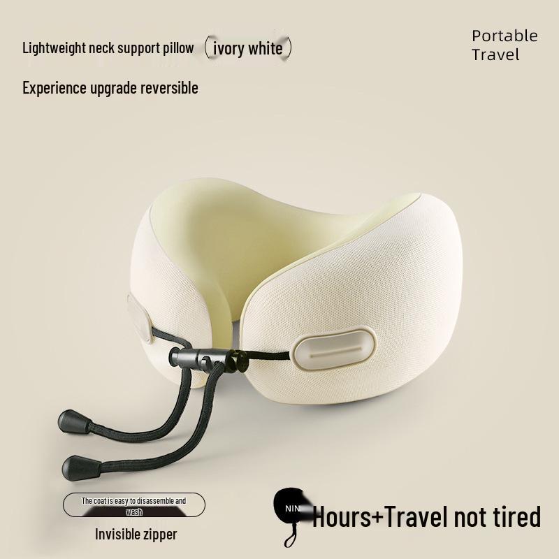 U-Shaped Memory Foam Travel Pillow with Storage Box – Anti-Head Tilt Neck Support for Side Sleepers