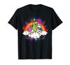 Dinosaur Riding Unicorn Rainbow Clouds Cute Colorful Kids T-Shirt