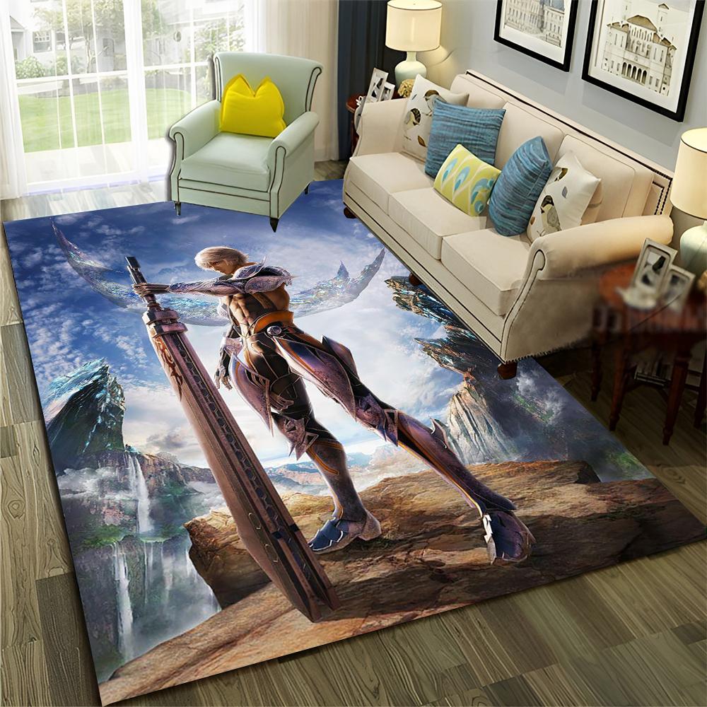3D Final Fantasy Spiel Gamer FF14 HD Teppich für Zuhause Wohnzimmer Schlafzimmer Sofa Fußmatte Dekor, Kinderbereich Teppich Rutschfeste Bodenmatte