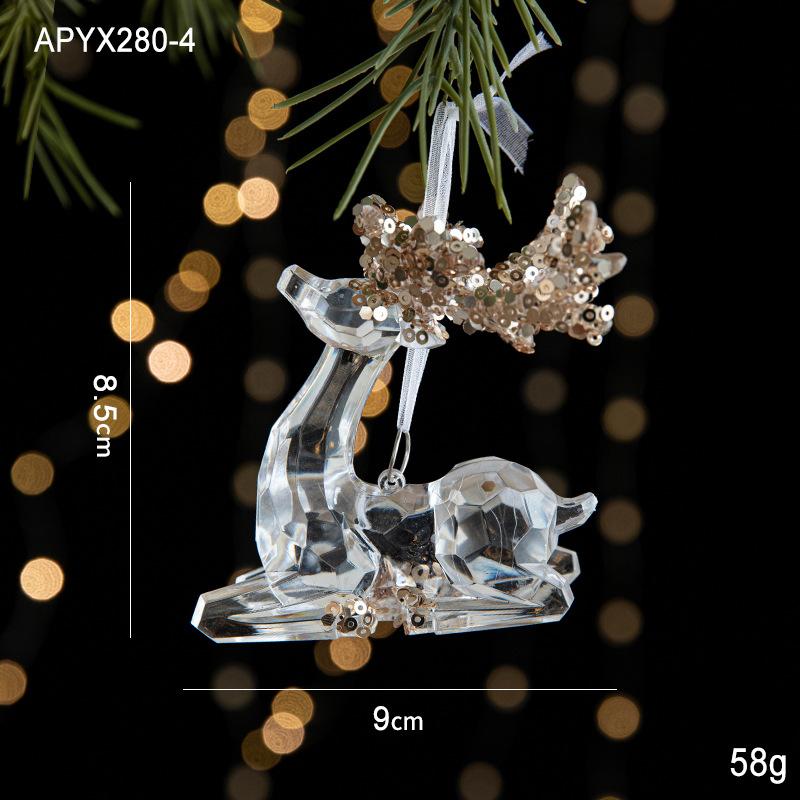 New Christmas Decoration Glitter Acrylic Ornament Transparent Snowflake Pendant for Xmas Tree Scene Decor Happy New Yeart