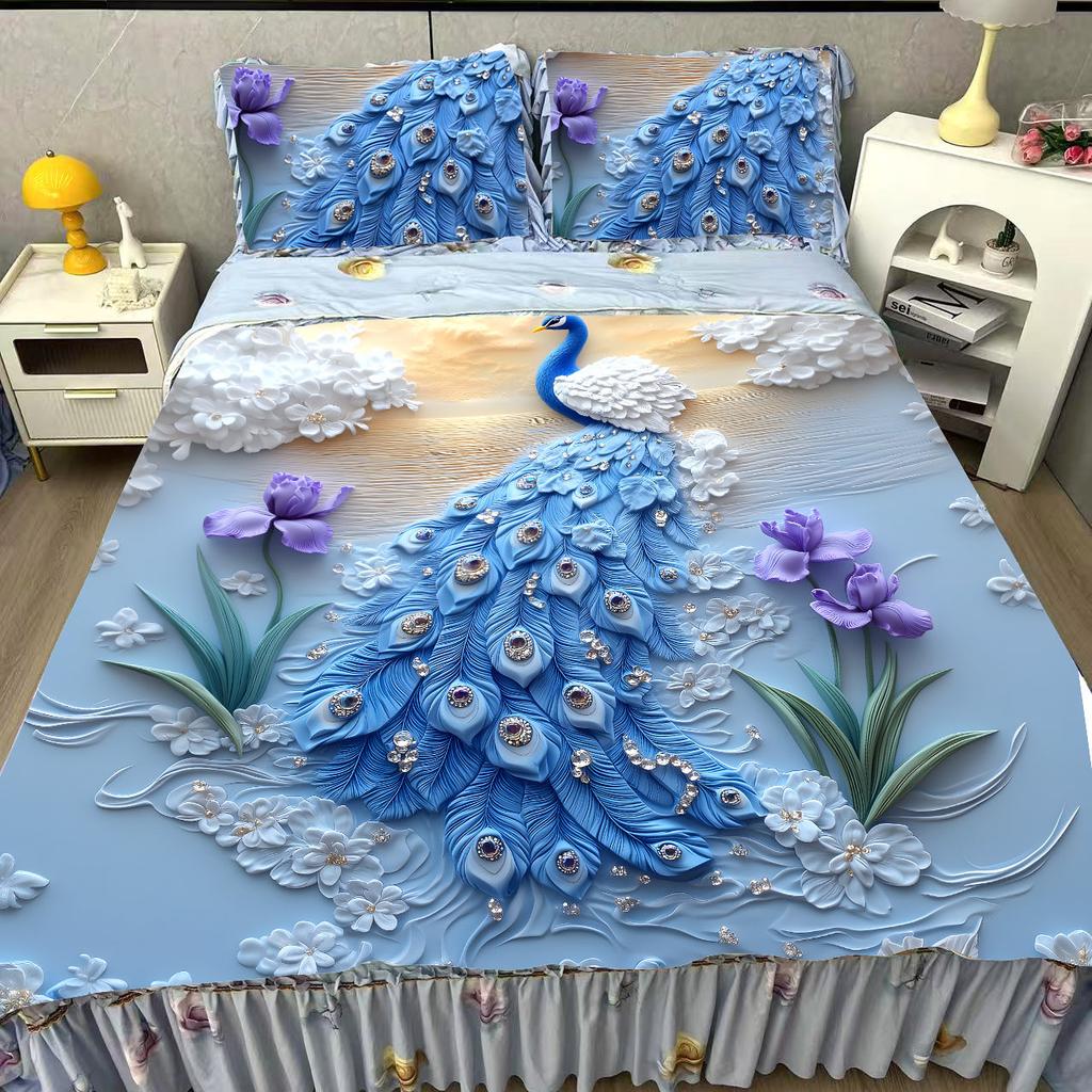 New Summer Bedding 5D Three-dimensional Air Conditioning Quilt Summer Ice Silk Mat Bed Cover Summer Cool Quilt Four-piece Set