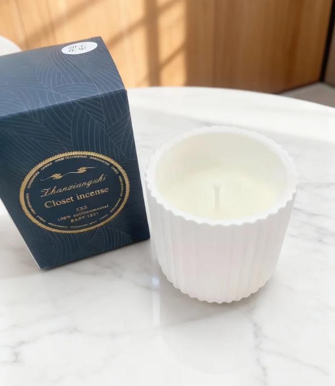 Nordic Embossed Plaster Cup Aroma Candle - High-Grade Fragrance Ornament with Luminescent Essential Oils Plaster Cup Candle/Gardenia
