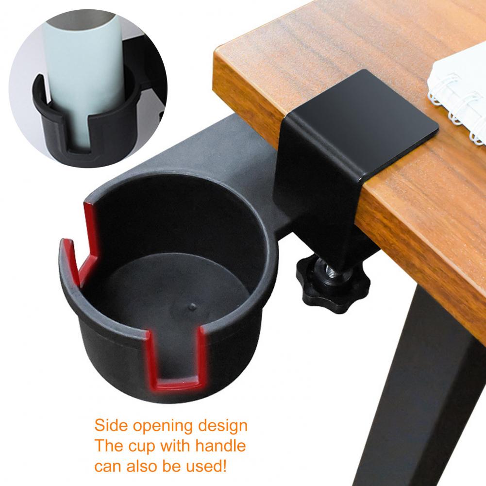 Under-Desk Cup Holder Plastic 180 Degree Rotating Anti-Spill Adjustable Clip Design Mug Holder for Coffee Mugs Water Bottles