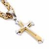 Stainless Steel Pendant Necklace 3 Layer Knight Cross  Silver Color Strong Byzantine Chain Mens Fashion Jewelry Fathers Gift