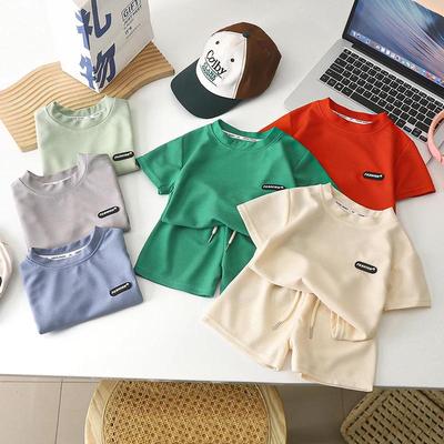 2Pcs Casual Children Short Sleeve Shorts Sets Summer Kids Clothes Boy Girl Baby Tee Pant Outfits Soild Color Tracksuits 1-8 Years