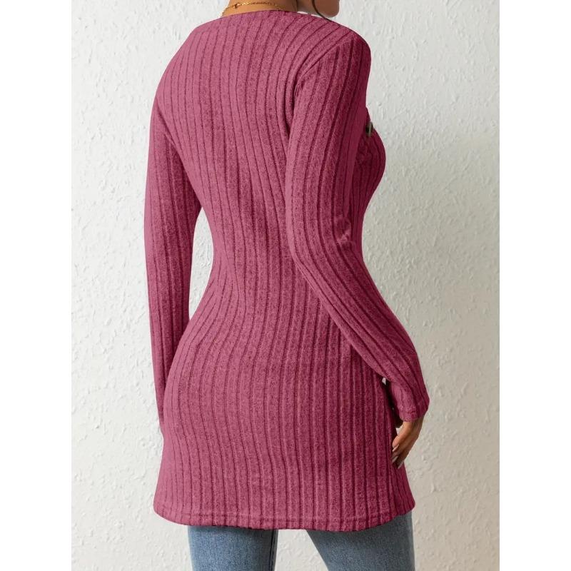 Exquisite and Elegant Striped Square Collar Women's Long-sleeved T-shirt, Autumn and Winter Fashion Knitted Irregular Women's Pullover