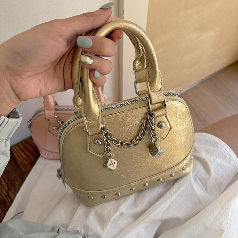 

Shell Bag Street Crossbody Bag Fashionable and Stylish Rivet Handbag рожевий