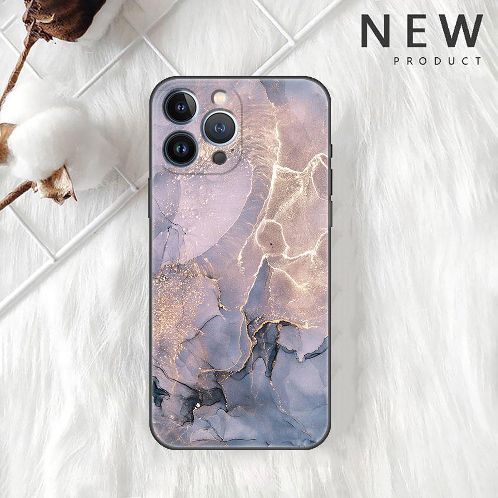 Case For Apple iPhone 11 13 12 14 Pro 7 Plus XR X XS Max 6 6S 13Pro SE 2022 Black Silicone Phone Funda Marble Pattern