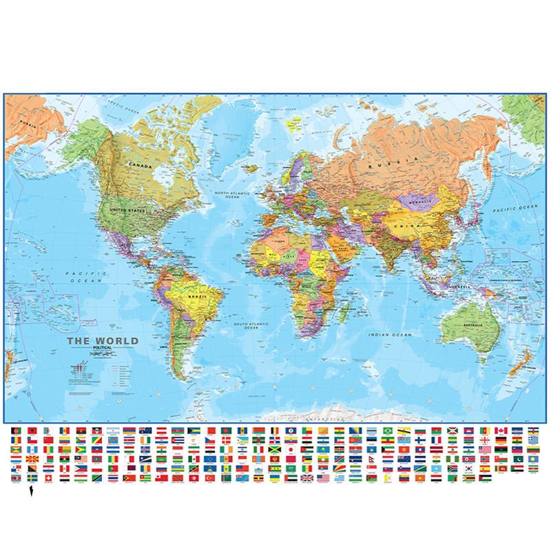 Polyester World Map,Educational Poster Print Wall Art Painting Background Banner,Travel Products,Wall Prints Posters Pictures Decor