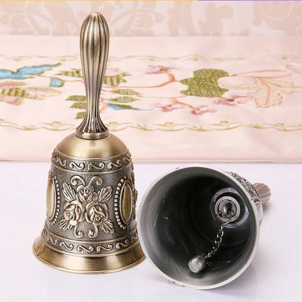 Clear Sound Metal Hand Call Bell Retro Restaurant Tea Bell Rose Church Bell  Classroom