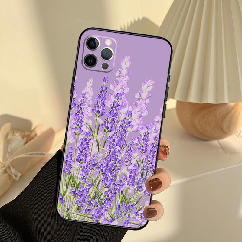 Lavender Purple Flowers Case For iPhone 11 12 13 14 15 16 Pro Max Cover For iPhone 13 12 Mini XR X XS Max Plus