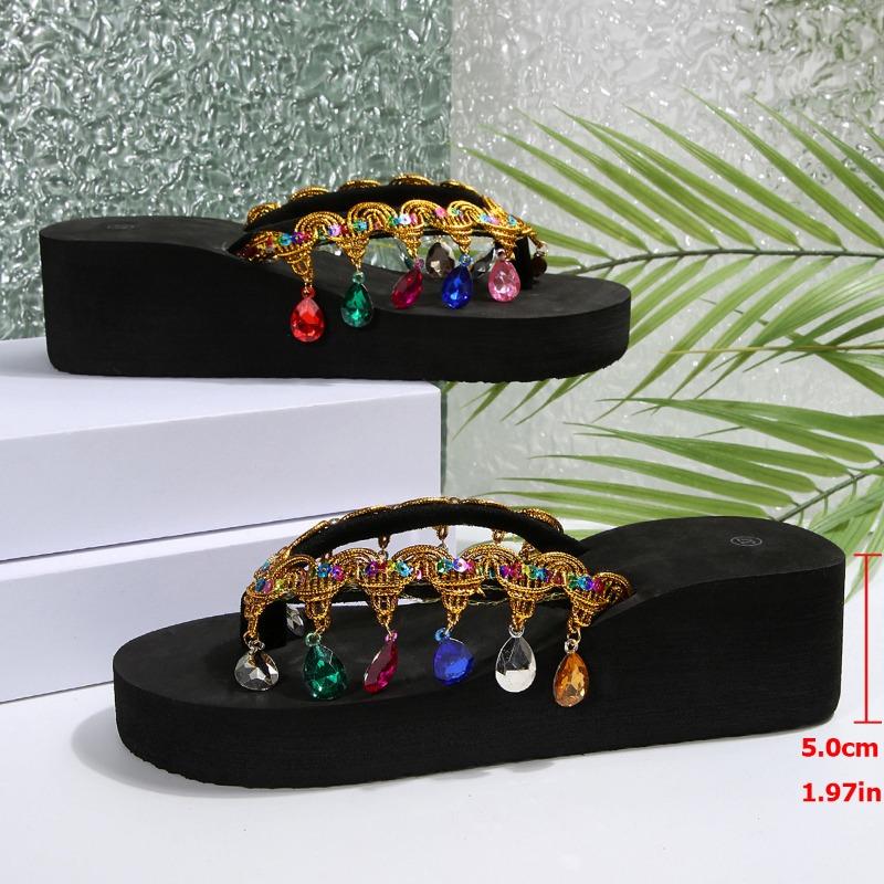 

Летние шлепанцы Туфли на танкетке Стразы и пайетки Тканые туфли на клипсах Шлепанцы на толстой подошве 42 чёрный