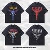 TKPA American Retro Nirvana Band Vintage Washed Short Sleeve T-shirt for Men