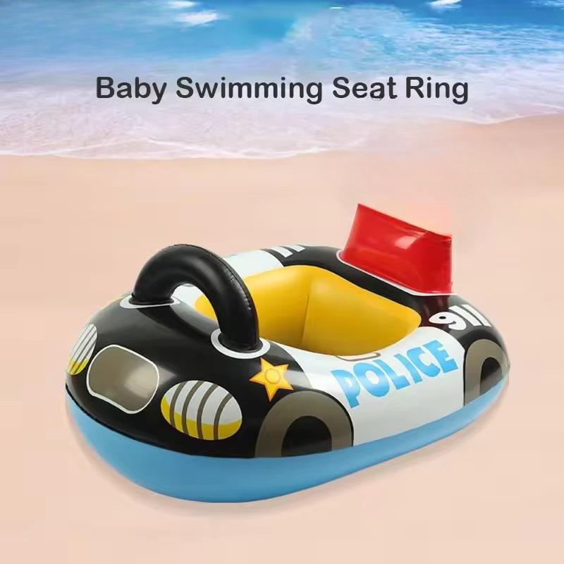 Inflatable Water Toys Cartoon Police Car Baby Swimming Float Seat Boat Summer Outdoor Pool Swim Ring Inflatable Water Equipment