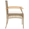 Garden Chairs with Cushions 2 pcs Beige Poly Rattan & Acacia Wood