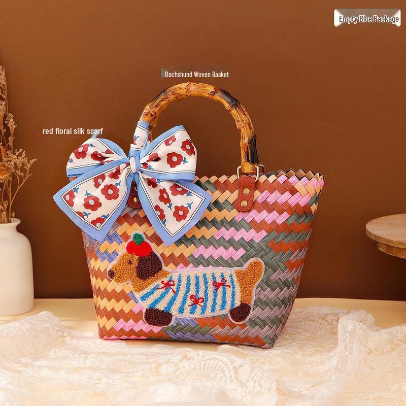 JINGRUIXIANG Dachshund Woven Basket Gift