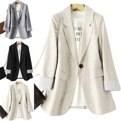 Women Fall Spring Suit Coat Formal Business Style Solid Color Single Button