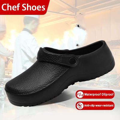 Men's EVA Sandals Summer Large Black Kitchen Anti-Slip Work Shoes Waterproof Oil-Repellent Chef Shoes Kitchen Accessories